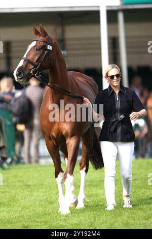 Stamford, Stamford. 04th Sep, 2024. Zara Tindall who will be competing with Class Affair, seen at the vets inspection at The Defender Burghley Horse trials in Stamford, Lincolnshire, on 4th September, 2024. Credit: Paul Marriott/Alamy Live News Stock Photo