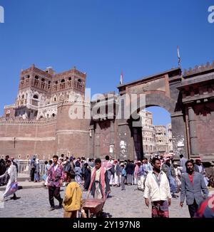 SANAA, YEMEN- APRIL 21, 2011: Bab al Yemen, Sanaa, the main gate to the old city in the capital of Yemen Stock Photo