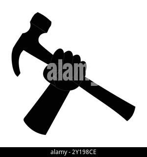 Hand Holding Hammer Icon vector illustrastion, editable eps 10,black color labor day element  on White Backgrounds Stock Vector