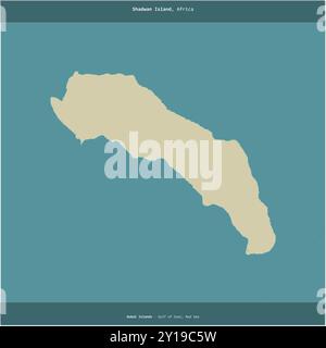 Shadwan Island in the Red Sea, belonging to Egypt, cropped to square on a topographic, OSM Humanitarian style map Stock Photo