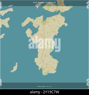 South Ronaldsay Island in the North Sea, belonging to United Kingdom, cropped to square on a topographic, OSM Humanitarian style map Stock Photo