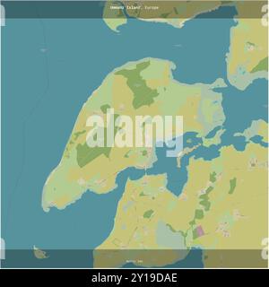 Ummanz Island in the Baltic Sea, belonging to Germany, cropped to square on a topographic, OSM Humanitarian style map Stock Photo