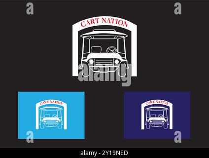 Modern Golf Cart Emblem with Bold "Cart Nation" Arch Design Stock Vector