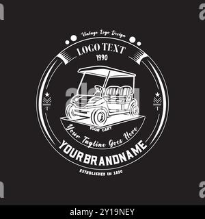 Vintage Golf Cart Emblem Showing Classic Logo Design of 1990 Stock Vector