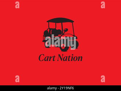 Elegant Cart Nation Logo Trio on Red Background Stock Vector