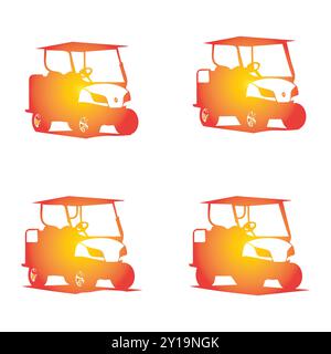 Quartet of Gradient Golf Carts Silhouettes Stock Vector