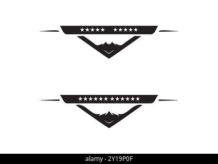 Set of Monochrome Mountain Peaks with Starry Accents Design Stock Vector