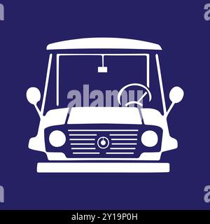 Vintage Car Silhouette Against Deep Blue Backdrop Stock Vector
