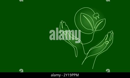 Electric plug one line art. Eco friendly green energy electric plug ...