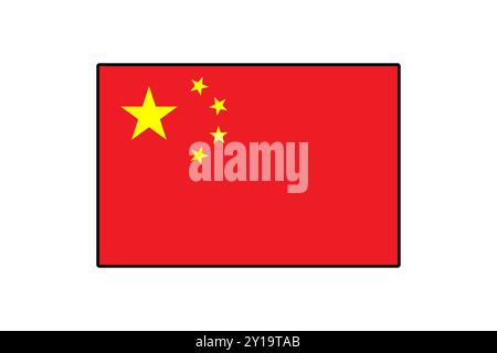 This graphic features the national flag of China, prominently displaying a red background with five yellow stars, representing the unity of the Chinese nation under the Communist Party. Stock Vector