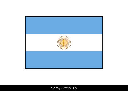 The flag of Argentina showcases its iconic blue and white colors with a radiant sun emblem at the center, symbolizing national pride and identity in a vibrant display. Stock Vector