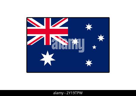 A colorful vector depiction of the Australian flag featuring the Union Jack and the Southern Cross stars against a deep blue background, symbolizing national pride and identity. Stock Vector