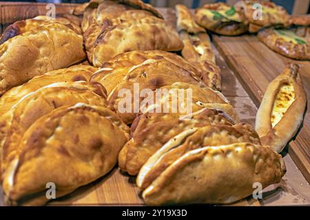 dietary vegan products from puff pastry sprinkled with sesame seeds Stock Photo