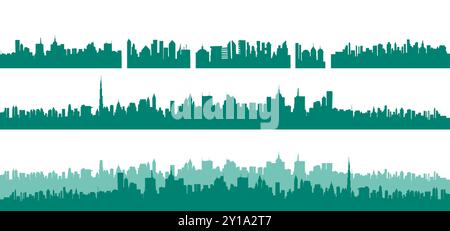 blue skyline city silhouette. hand drawing. Not AI. Vector illustration Stock Vector