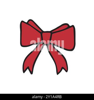 Vector hand drawn red colored bow tie Stock Vector