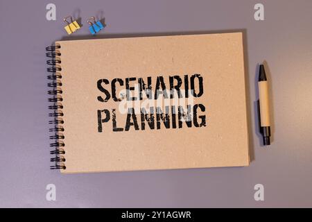 Scenario planning is shown using a text. Stock Photo