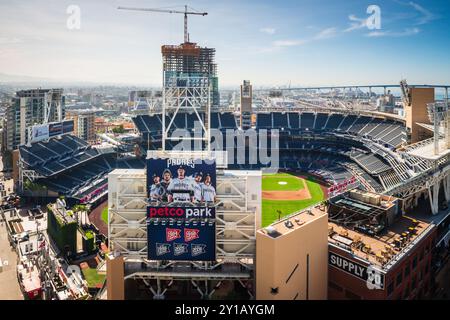 San Diego, California USA - April 26, 2017: Exterior view looking down on Petco Park. Stock Photo