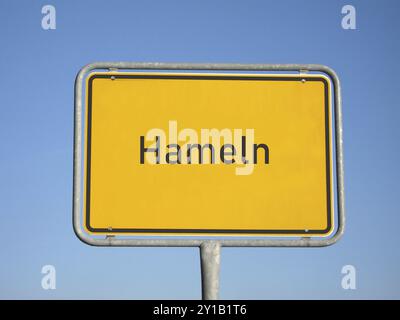 Hameln town sign Stock Photo