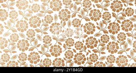 peony flower golden pattern wallpapers isolated white backgrounds for floral wallpaper the bedroom, patterned fills, webs pages, surface textures Stock Vector