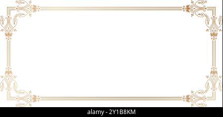 rectangle decorative frame elegant element golden colors isolated white backgrounds for design of retro frames, borders, labels, certificate Stock Vector