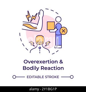 Overexertion and bodily reaction multi color concept icon Stock Vector