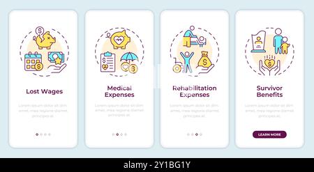 Workers compensation benefits onboarding mobile app screen Stock Vector