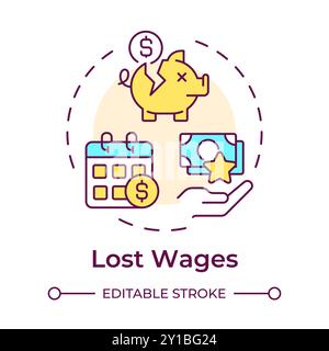Lost wages multi color concept icon Stock Vector
