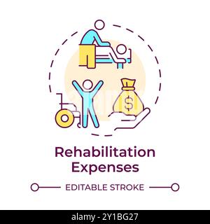 Rehabilitation expenses multi color concept icon Stock Vector
