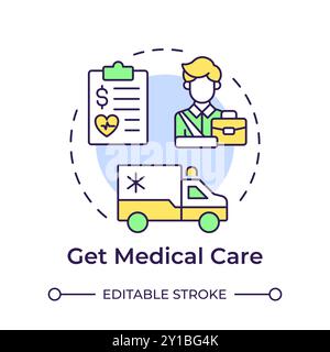 Get medical care multi color concept icon Stock Vector
