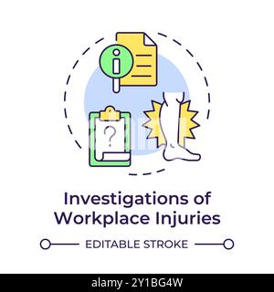 Workplace injuries investigation multi color concept icon Stock Vector