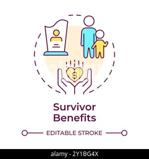 Survivor benefits multi color concept icon Stock Vector