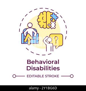 Behavioral disabilities multi color concept icon Stock Vector