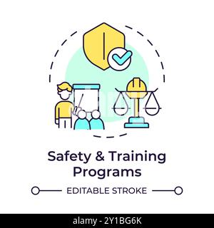 Safety and training programs multi color concept icon Stock Vector