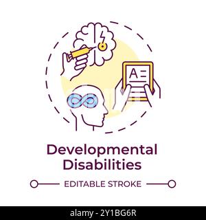 Developmental disabilities multi color concept icon Stock Vector