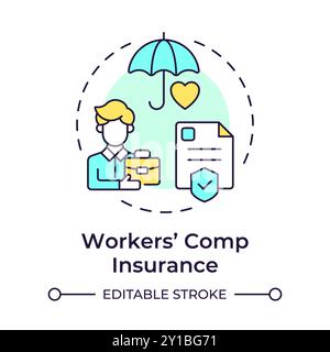 Workers compensation insurance multi color concept icon Stock Vector
