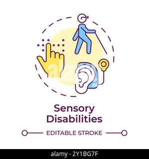 Sensory disabilities multi color concept icon Stock Vector