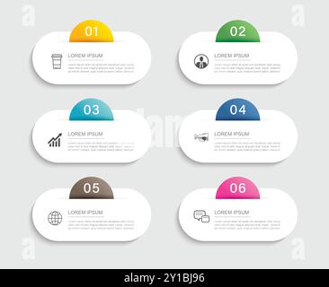 6 data infographics tab paper index template. Illustration abstract background. Stock Vector