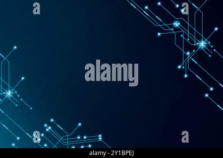 Abstract technology border background. Point and line composition on gradient blue  background. Concept of scientific technology, innovation Stock Photo