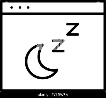 Crescent moon and zz sleep symbols in web browser. Dark mode, night settings. Pixel perfect, editable stroke vector icon Stock Vector