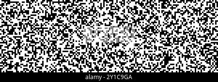 Black and white geometry noisy pixel seamless pattern as a QR code. Abstract vector binary bw bg. Illustration for electronic devices and scanner Stock Vector