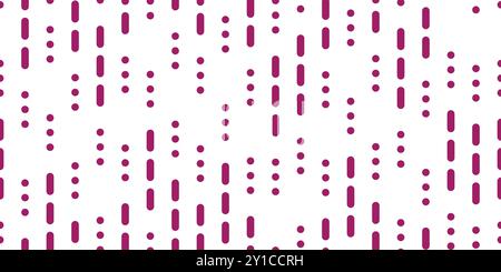 Bordo vertical dashed line with rounded corners of morse sos code as seamless pattern on white bg. Abstract background with specific signs. Geometric Stock Vector
