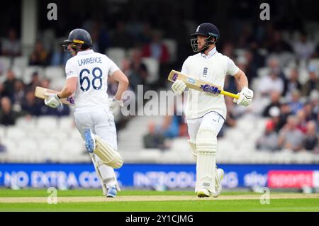 England's Dan Lawrence (right) and Ben Duckett on day one of the Third ...