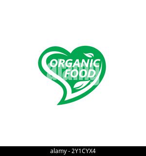 Love Organic Food Logo Design Stock Vector