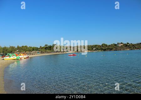 View of Lagonisi beach, Ormos Panagias - Greece Stock Photo