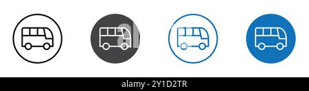 Bus icon Logo sign in thin line outline set and group collection Stock Vector