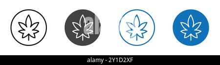 Cannabis icon Logo sign in thin line outline set and group collection Stock Vector