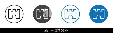 Castle icon Logo sign in thin line outline set and group collection Stock Vector