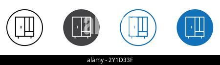 Closet icon Logo sign in thin line outline set and group collection Stock Vector