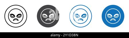 Angry emoji icon Logo sign in thin line outline set and group collection Stock Vector