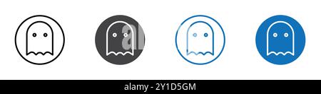 Ghost icon Logo sign in thin line outline set and group collection Stock Vector